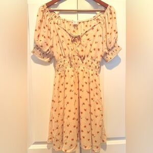 Sienna Sky Peach Floral Tie-Front Mini Dress